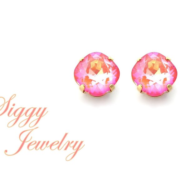 Siggy Jewelry Jewelry - Swarovski® Crystal Stud Earrings, Ultra Coral Reef